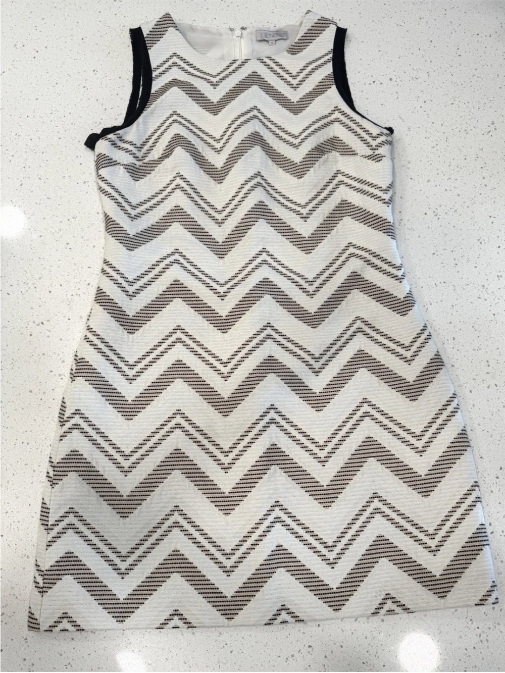 1.STATE Sheath Dress Sleeveless White Black Beige- Size S -Woven lined‎